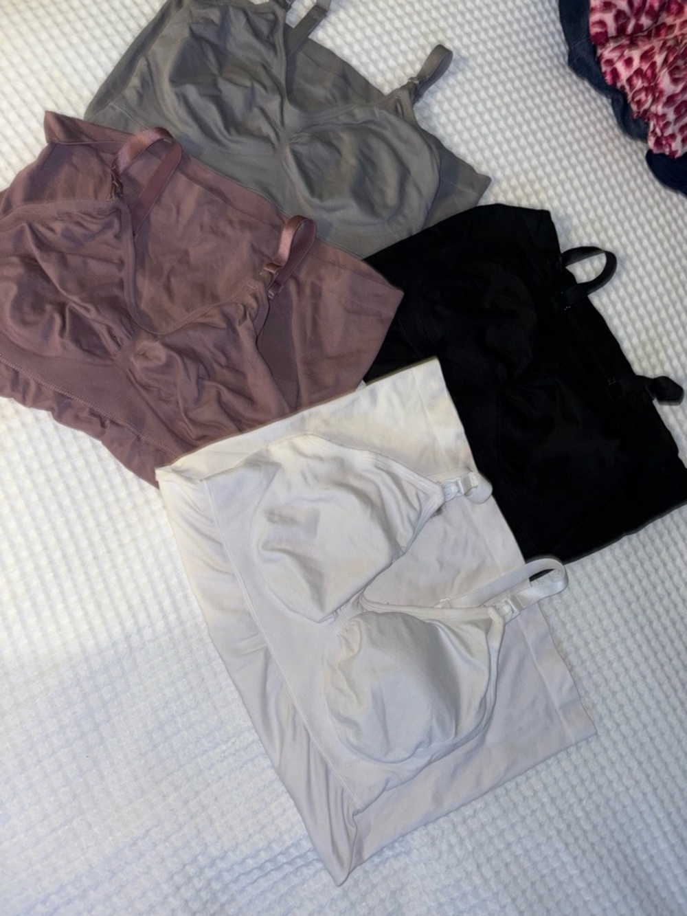Women’s Seamless Nursing Sleep Bralette Bundle - Black, Gray, Mauve, White